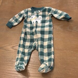 Carter's Teal and Cream Checkered Footie